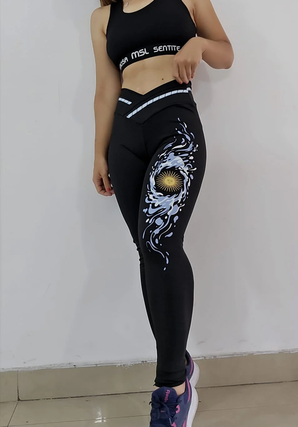 Calza Argentina cintura cruzada **calidad premium** lycra veteada